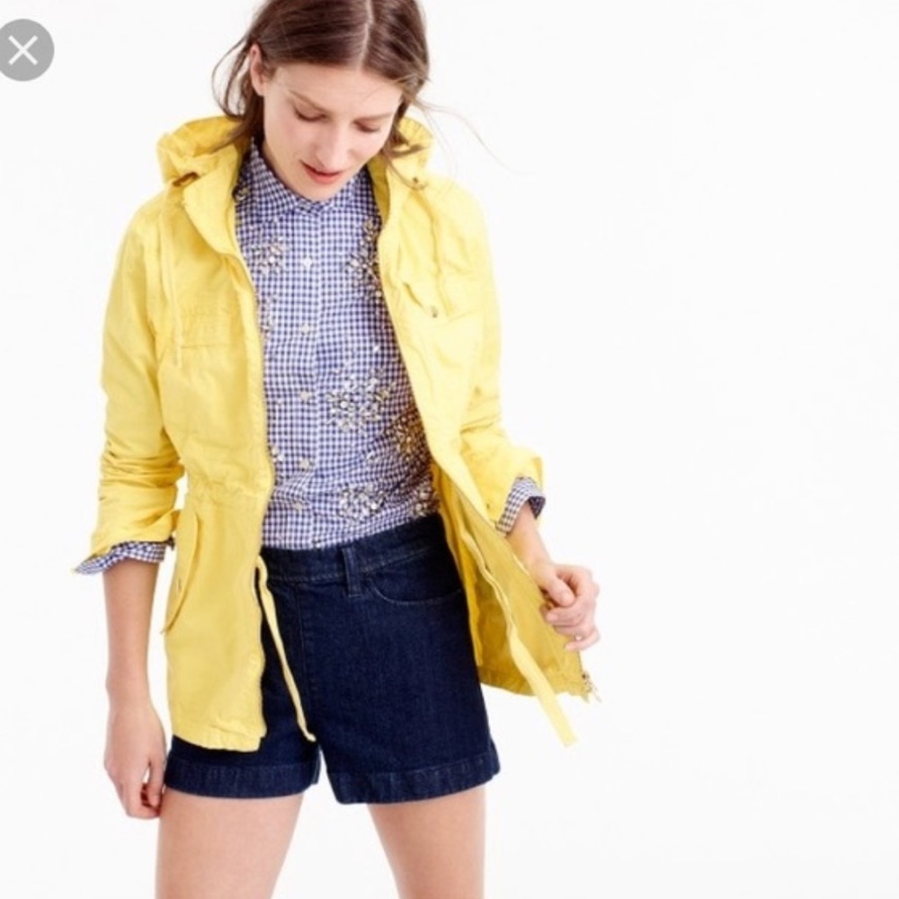 J. Crew Women’s Yellow Light Weight Full Zip Hooded Anorak- Size Small